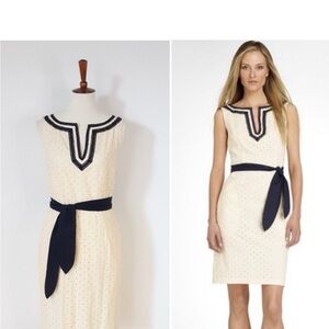 Tory Burch | Sheldon Cotton Eyelet Dress in Cream, Navy
